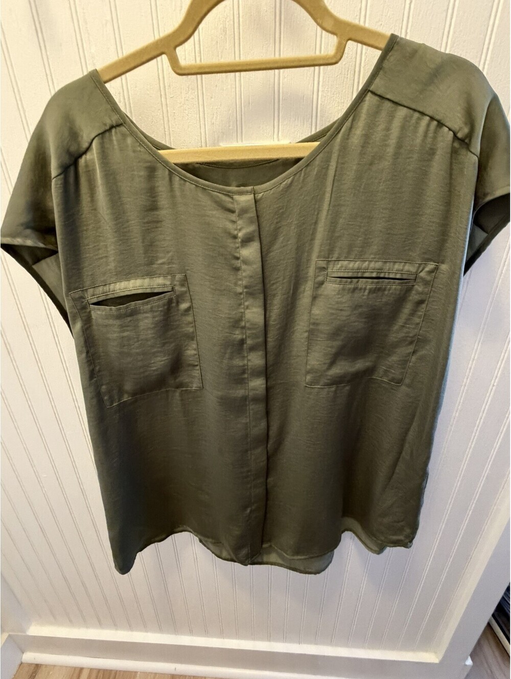 Chico’s Women’s green Pullover Tunic Blouse split Neck size XL
